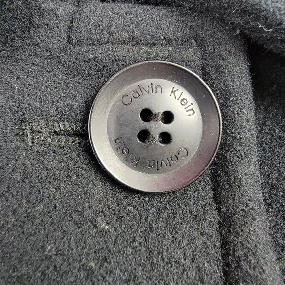 Calvin Klein Coat Womens 1X Black Pea Coat Wool Nylon Cashmere Blend - Picture 3 of 16